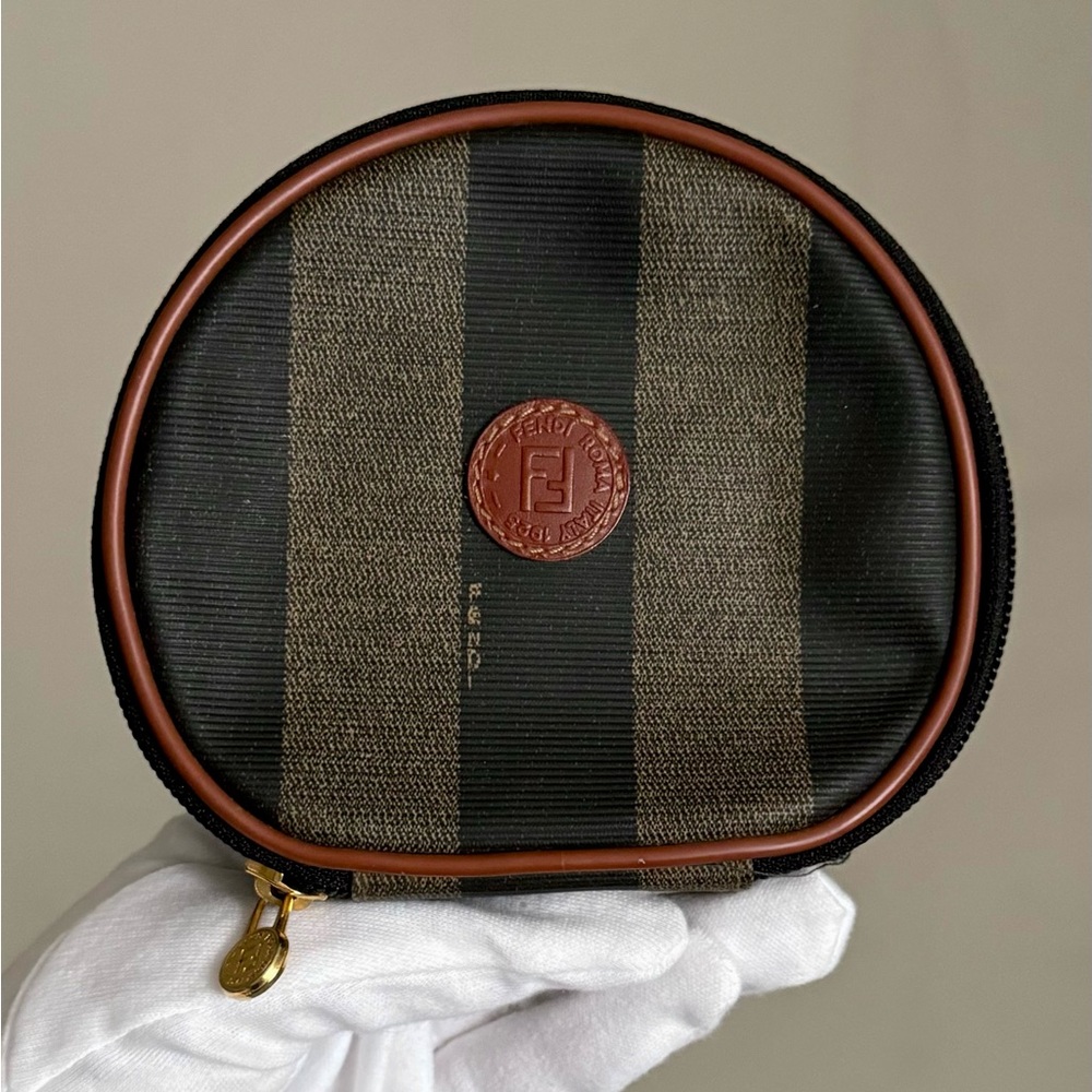 Fendi Pequín Striped Cosmetic Pouch Bag with Mirror
